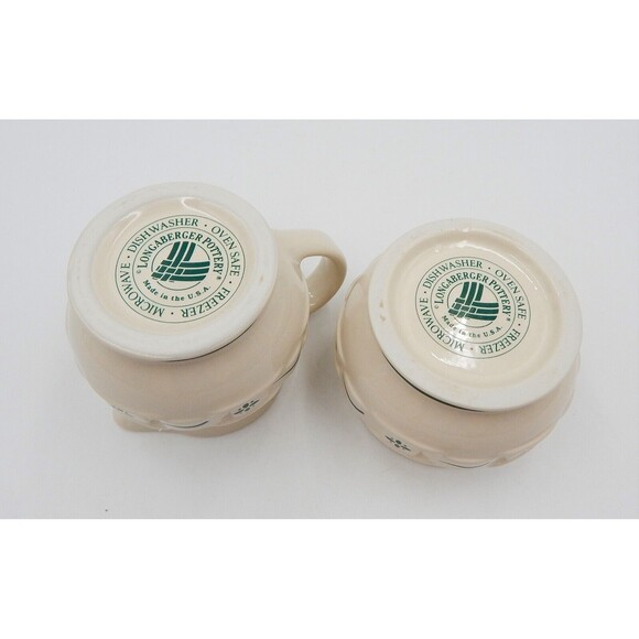 Longaberger Pottery Woven Traditions Heritage Green Sugar & Creamer Set - Picture 7 of 8